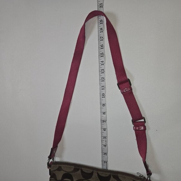Coach Poppy Daisy Signature C Swingpack Crossbody Bag Khaki Raspberry Y2K Worn - Picture 11 of 14